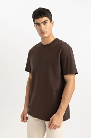 New Regular Fit Bisiklet Yaka Basic Düz %100 Pamuk Kısa Kollu Tişört