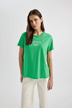 DeFacto Regular Fit Bisiklet Yaka Baskılı Kısa Kollu Tişört C7595AX24SMGN326