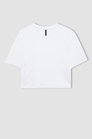 DeFacto Boxy Fit Bisiklet Yaka Penye Basic Kısa Kollu Tişört C7459AX24SMWT79