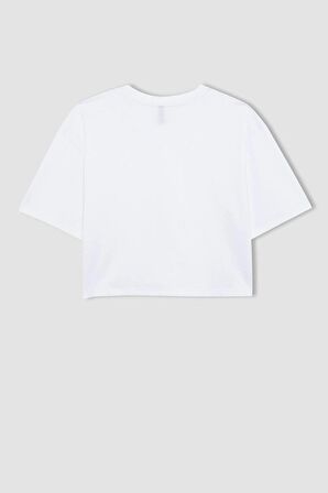 DeFacto Boxy Fit Bisiklet Yaka Penye Basic Kısa Kollu Tişört C7459AX24SMWT79