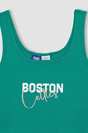 DeFactoFit NBA Boston Celtics Cropped Fit Bisiklet Yaka Ribana Atlet C4915AX24SMGN1050