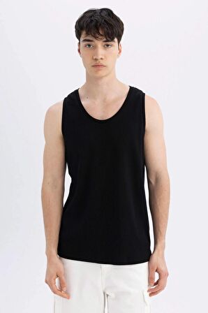 DeFacto Slim Fit Bisiklet Yaka Ribana Atlet C2734AX24SMBK81