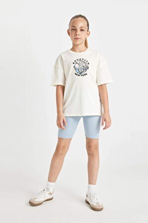 DeFacto Kız Çocuk NBA Brooklyn Nets Relax Fit Bisiklet Yaka Kısa Kollu Tişört C5776A824SMER99