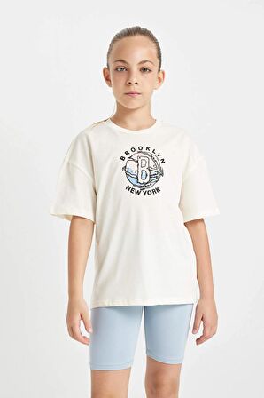DeFacto Kız Çocuk NBA Brooklyn Nets Relax Fit Bisiklet Yaka Kısa Kollu Tişört C5776A824SMER99