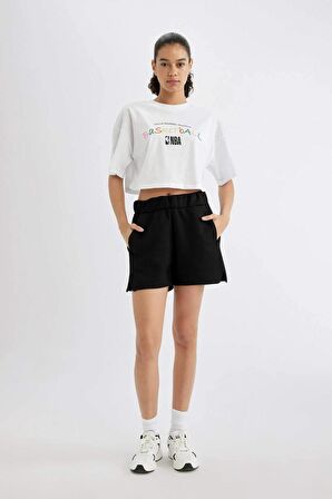 DeFactoFit NBA Wordmark Oversize Geniş Kalıp Bisiklet Yaka Kısa Kollu Tişört B9974AX24SMWT36