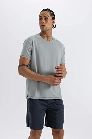 DeFactoFit Standart Fit Bisiklet Yaka Sporcu Ağır Kumaş Kısa Kollu Tişört C2829AX24SMGR488