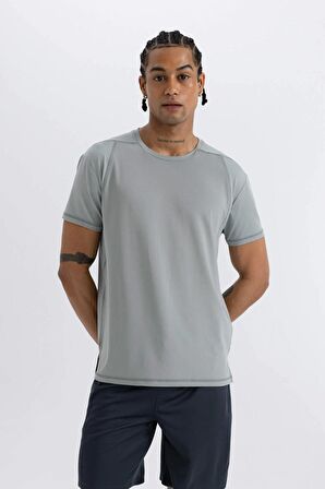 DeFactoFit Standart Fit Bisiklet Yaka Sporcu Ağır Kumaş Kısa Kollu Tişört C2829AX24SMGR488