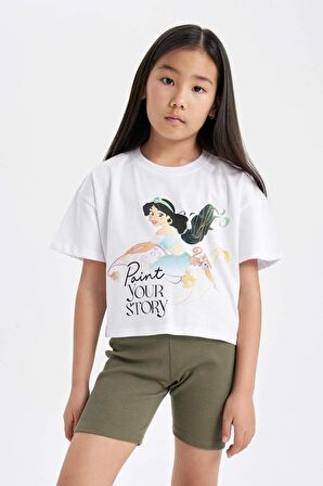 DeFacto Kız Çocuk Disney Prenses Bisiklet Yaka Kısa Kollu Tişört C5944A824HSWT36