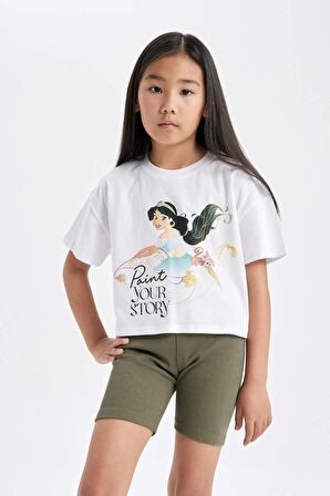 DeFacto Kız Çocuk Disney Prenses Bisiklet Yaka Kısa Kollu Tişört C5944A824HSWT36