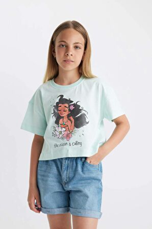 DeFacto Kız Çocuk Disney Prenses Bisiklet Yaka Kısa Kollu Tişört C5946A824HSTR412