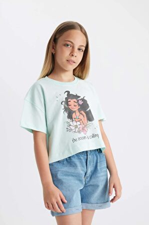 DeFacto Kız Çocuk Disney Prenses Bisiklet Yaka Kısa Kollu Tişört C5946A824HSTR412