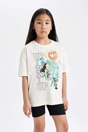 DeFacto Kız Çocuk Disney Mulan Oversize Geniş Kalıp Bisiklet Yaka Kısa Kollu Tişört C5947A824HSER99