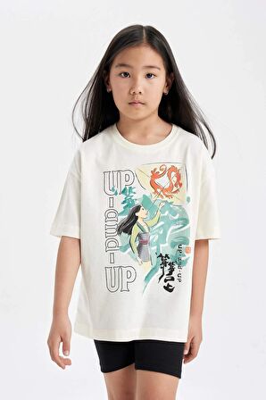 DeFacto Kız Çocuk Disney Mulan Oversize Geniş Kalıp Bisiklet Yaka Kısa Kollu Tişört C5947A824HSER99