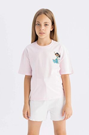 DeFacto Kız Çocuk Disney Prenses Relax Fit Bisiklet Yaka Kısa Kollu Tişört C5945A824HSPN343
