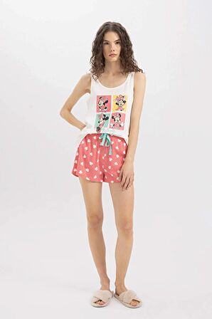 DeFacto Fall in Love Pijama Takım Disney Mickey & Minnie Atlet Şort Beli Lastikli Alt B8740AX24SMRD353
