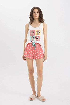 DeFacto Fall in Love Pijama Takım Disney Mickey & Minnie Atlet Şort Beli Lastikli Alt B8740AX24SMRD353