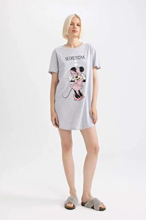 Fall in Love Disney Mickey & Minnie Bisiklet Yaka Kısa Kollu Gecelik