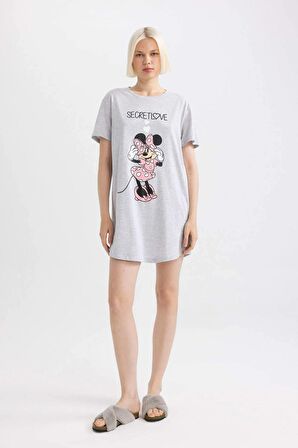 Fall in Love Disney Mickey & Minnie Bisiklet Yaka Kısa Kollu Gecelik