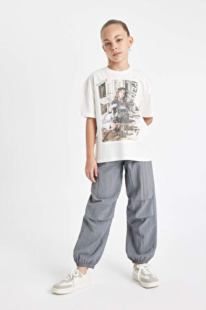 DeFacto Kız Çocuk Harry Potter Oversize Fit Bisiklet Yaka Kısa Kollu Tişört C5949A824HSER99