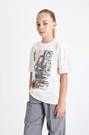 DeFacto Kız Çocuk Harry Potter Oversize Fit Bisiklet Yaka Kısa Kollu Tişört C5949A824HSER99