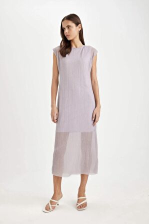 DeFacto Bodycon Yuvarlak Yaka Yarasa Kollu Maxi Elbise C8293AX24SMPR242