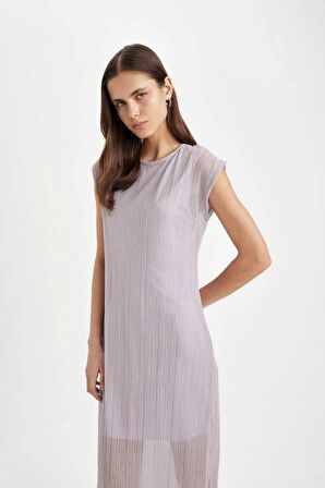 DeFacto Bodycon Yuvarlak Yaka Yarasa Kollu Maxi Elbise C8293AX24SMPR242