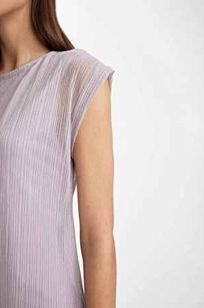 DeFacto Bodycon Yuvarlak Yaka Yarasa Kollu Maxi Elbise C8293AX24SMPR242