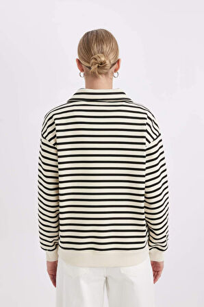 DeFacto Regular Fit Yarım Fermuarlı Kalın Kumaş Sweatshirt A8354AX24WNBG734