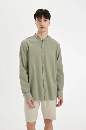 DeFacto Regular Fit Dik Yaka Pamuklu Uzun Kollu Gömlek C7584AX24SMGN931