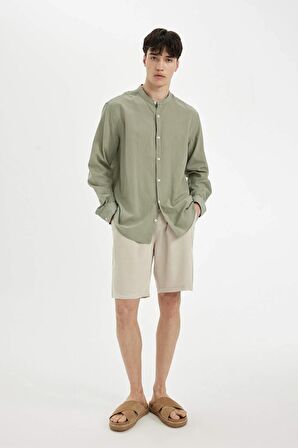 DeFacto Regular Fit Dik Yaka Pamuklu Uzun Kollu Gömlek C7584AX24SMGN931