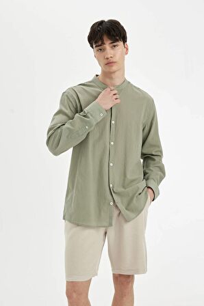 DeFacto Regular Fit Dik Yaka Pamuklu Uzun Kollu Gömlek C7584AX24SMGN931