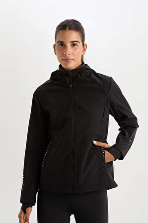 DeFactoFit Su İtici Slim Fit Kapüşonlu Softshell Mont