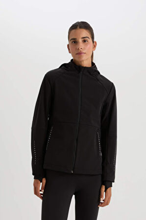 DeFactoFit Su İtici Slim Fit Kapüşonlu Softshell Mont