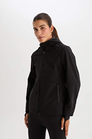DeFactoFit Su İtici Slim Fit Kapüşonlu Softshell Mont