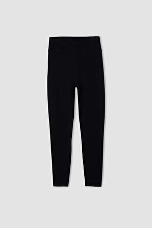 DeFactoFit Yüksek Bel İçi Yumuşak Tüylü Beli Saran Basic Düz Sporcu Tayt W8206AZ24AUBK81