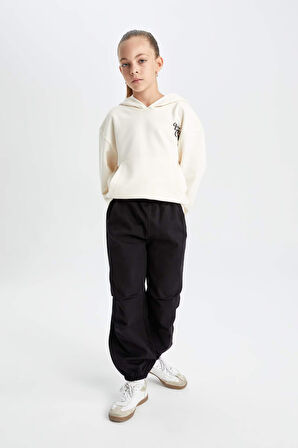 DeFacto Kız Çocuk Cepli Kapüşonlu Baskılı Okul Sweatshirt C7764A824AUER134