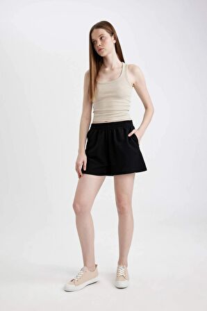 DeFacto 	Beli Lastikli Cepli Düz Paça Şort U3357AZ24SMBK81