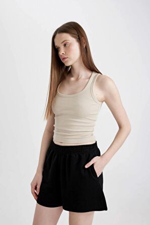 DeFacto 	Beli Lastikli Cepli Düz Paça Şort U3357AZ24SMBK81