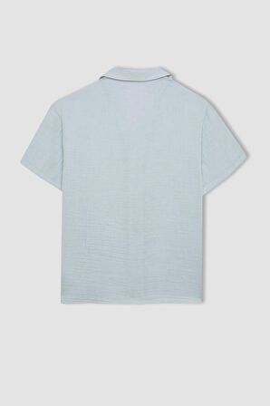 DeFacto Erkek Çocuk Oversize Fit Polo Yaka Müslin Kısa Kollu Gömlek W3239A624HSBE61