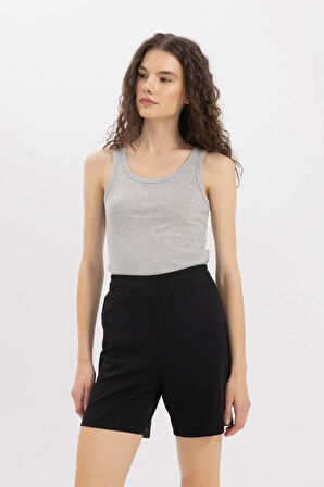 Slim Fit Dar Kesim U Yaka Basic Düz Ribana Atlet