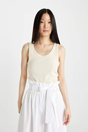 Slim Fit Dar Kesim U Yaka Ribana Atlet