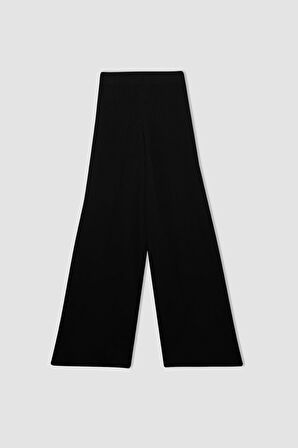DeFacto Relax Fit Triko Pantolon Beli Lastikli Basic Düz Geniş Paça Y1325AZ24AUBK81