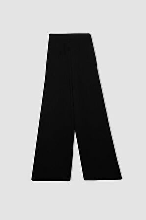 DeFacto Relax Fit Triko Pantolon Beli Lastikli Basic Düz Geniş Paça Y1325AZ24AUBK81