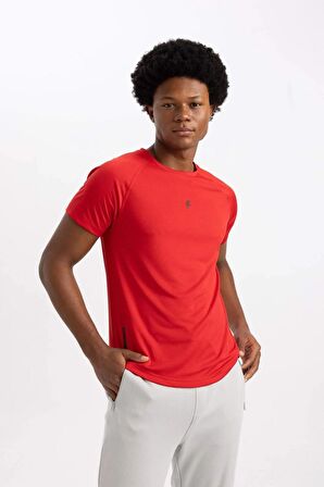 DeFactoFit Slim Fit Dar Kesim Bisiklet Yaka Baskılı Sporcu Kısa Kollu Tişört V2887AZ24SPRD2