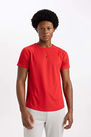 DeFactoFit Slim Fit Dar Kesim Bisiklet Yaka Baskılı Sporcu Kısa Kollu Tişört V2887AZ24SPRD2