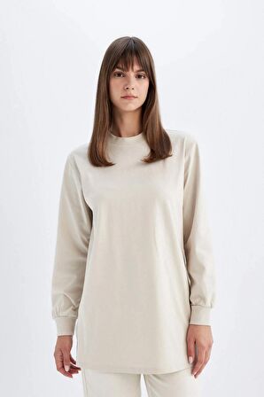 DeFacto Oversize Geniş Kalıp Basic Düz Sweatshirt Tunik D0410AX24SMBG737