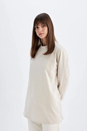 DeFacto Oversize Geniş Kalıp Basic Düz Sweatshirt Tunik D0410AX24SMBG737