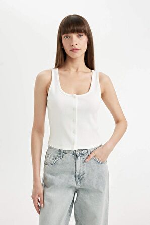 DeFacto Fitted U Yaka Fitilli Kaşkorse Düğmeli Atlet D1173AX24SMWT32