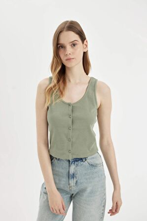 DeFacto Fitted U Yaka Fitilli Kaşkorse Atlet D1173AX24SMKH499