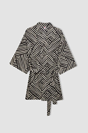 Desenli Pamuklu Kimono-Fall in Love